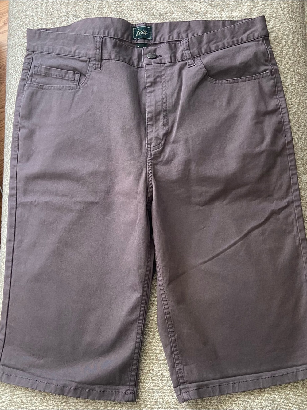 Bixby Mens Shorts - 36 Waist - Gray Twill - 12 Inch Inseam - Stretch - Nomad